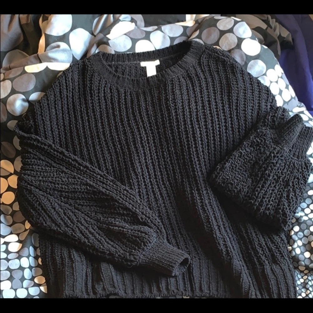 Black open knit chenille sweater